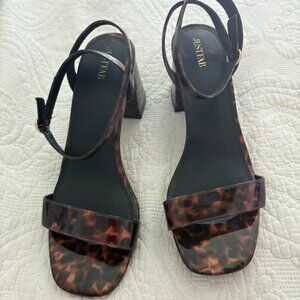 JustFab Tortoise Shell Strappy Block Heels | Size 9.5